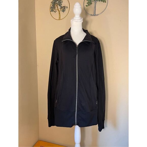 Lululemon Black Daily Yoga Full Zip Lightweight Jacket Size 10 - Picture 1 of 8